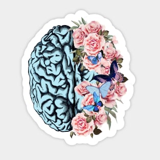 Butterflies  Blue Brain and pink roses, Positivity, Health, Mental, Depression, Anxiety, Mental Iliness Sticker